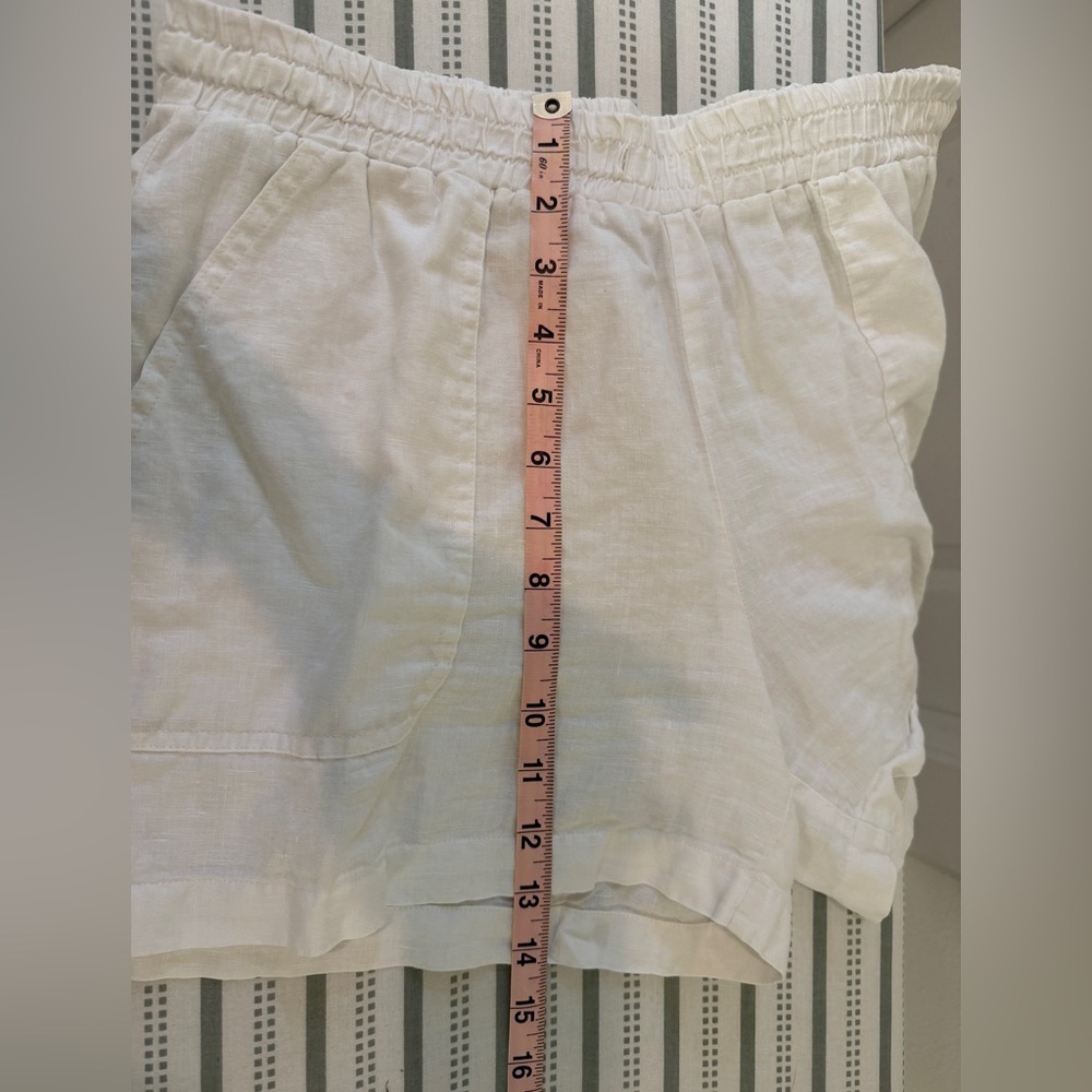 Pure Navy Brand - White Linen Elastic-Waist Women’s Shorts - Picture 8 of 11